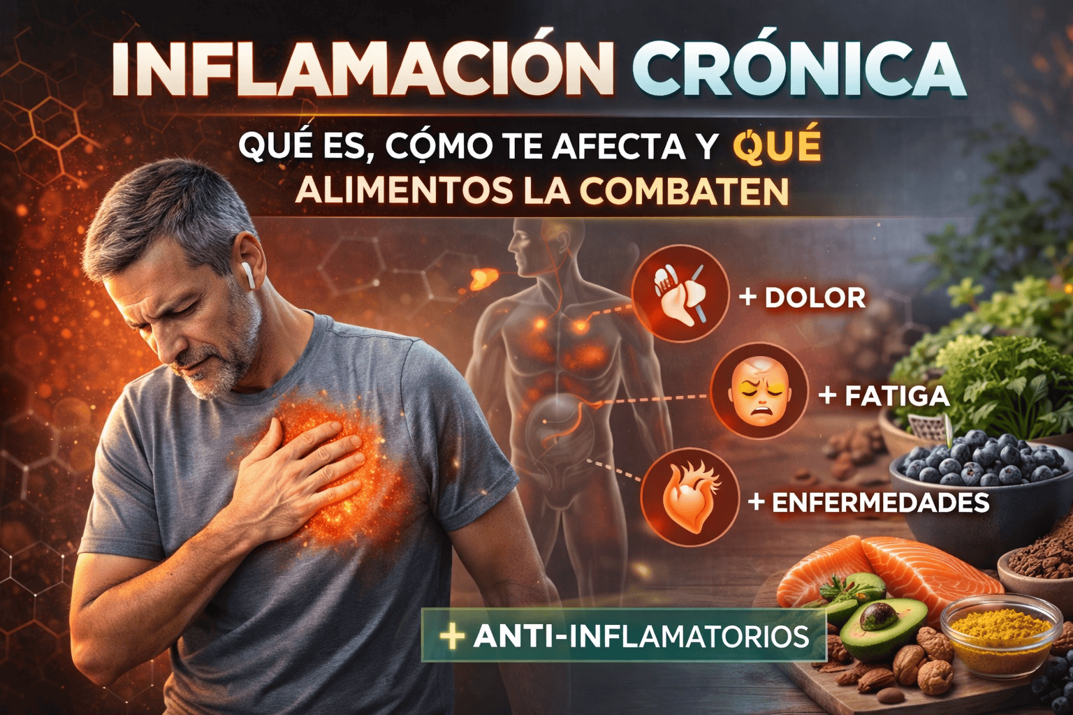 Inflamación crónica: qué es, cómo te afecta y qué alimentos la combaten